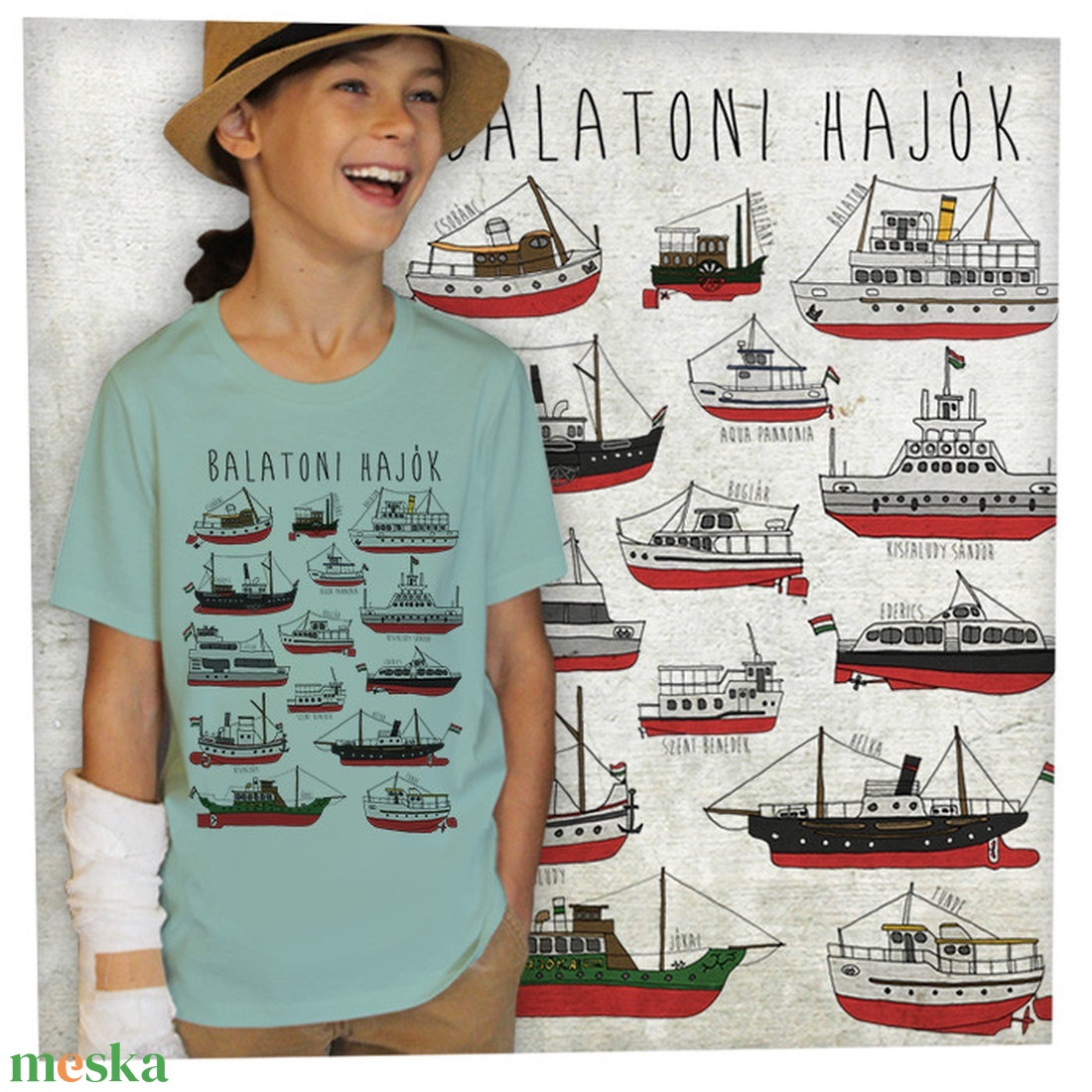 Balatoni hajók - Prémium bio gyerekpóló - ruha & divat - gyerekruha - póló - Meska.hu