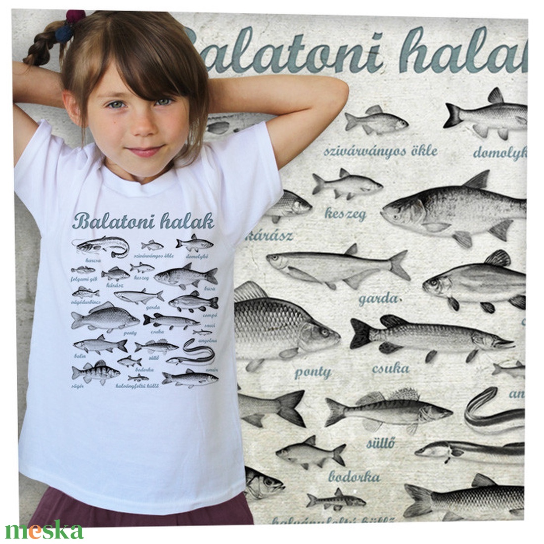 Balatoni halak - Jó minőségű klasszikus gyerekpóló - ruha & divat - gyerekruha - póló - Meska.hu
