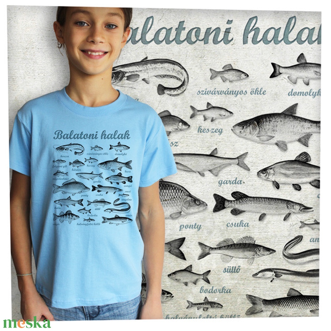Balatoni halak - Jó minőségű klasszikus gyerekpóló - ruha & divat - gyerekruha - póló - Meska.hu