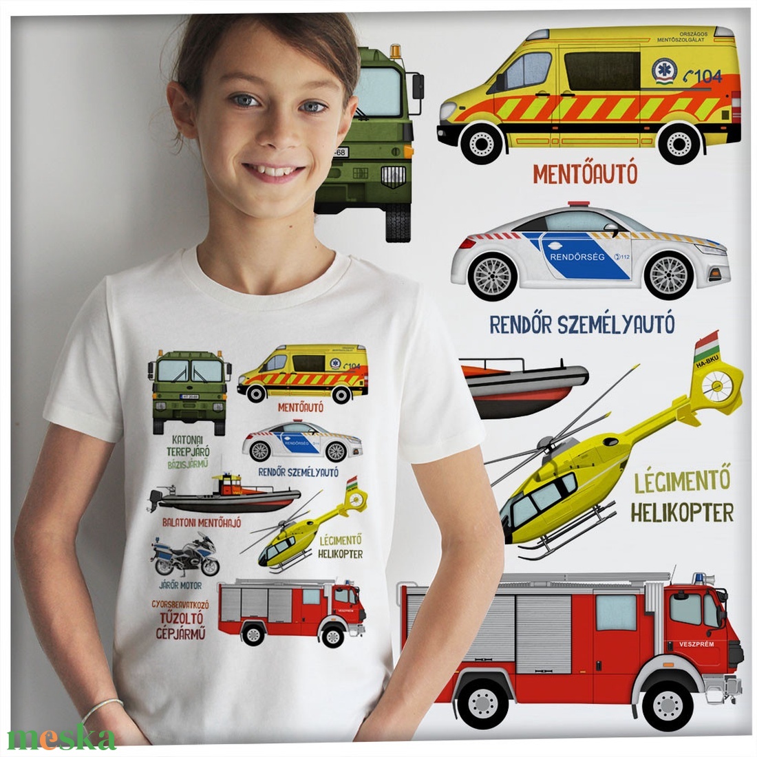 Mentő járművek - Prémium bio gyerekpóló - ruha & divat - gyerekruha - póló - Meska.hu