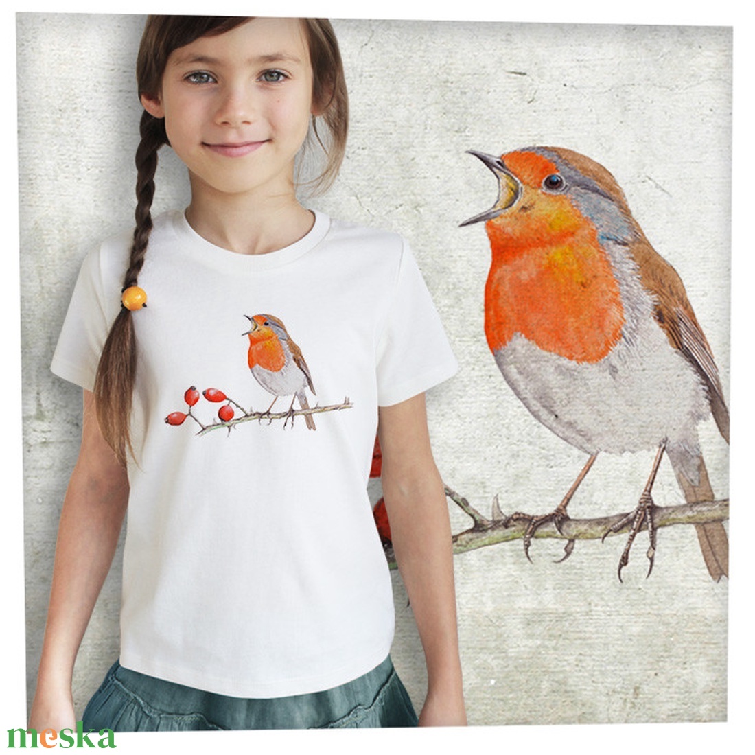 Vörösbegy - Prémium bio gyerekpóló - ruha & divat - gyerekruha - póló - Meska.hu