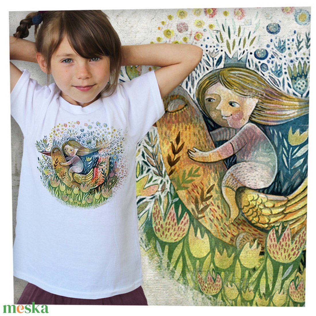 Leányka Madárháton - Jó minőségű klasszikus gyerekpóló - ruha & divat - gyerekruha - póló - Meska.hu
