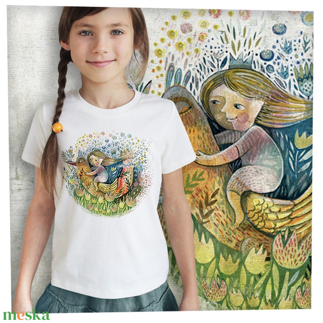 Leányka Madárháton - Prémium bio gyerekpóló - ruha & divat - gyerekruha - póló - Meska.hu