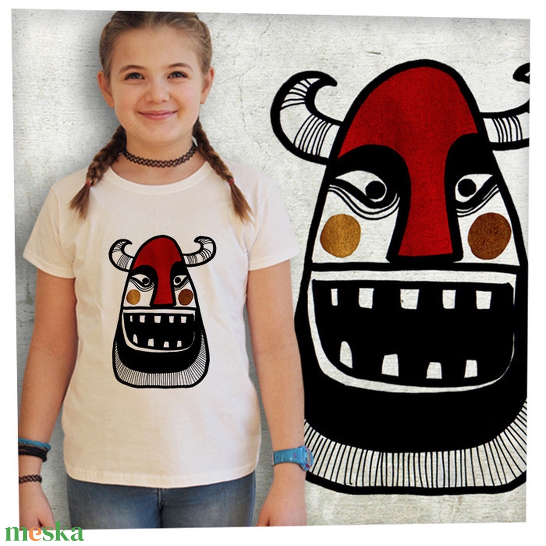 Busó álarc - Jó minőségű karcsúsított lányka póló - ruha & divat - gyerekruha - póló - Meska.hu