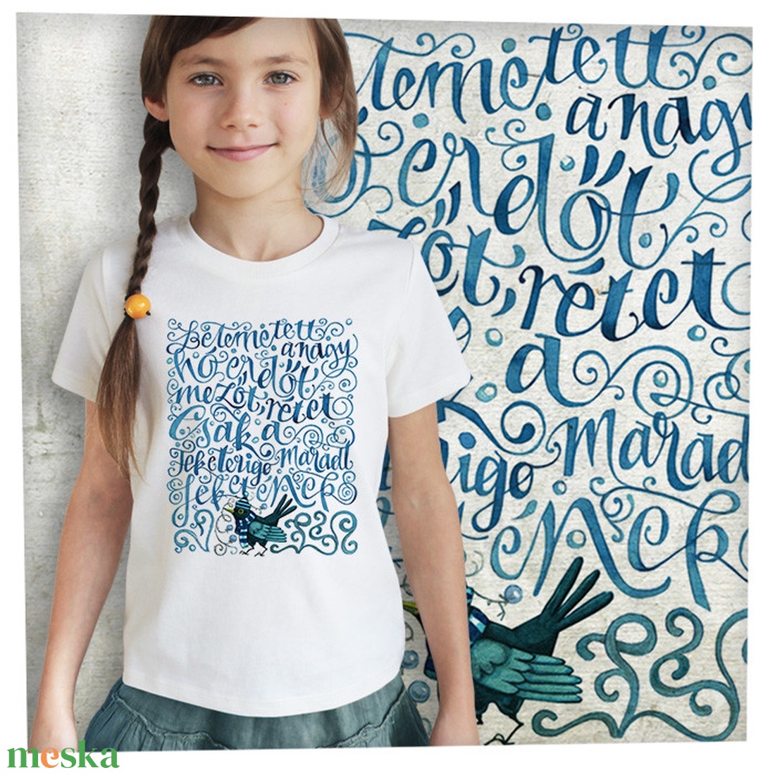 Kányádi Sándor: Betemetett a nagy hó - Prémium bio gyerekpóló - ruha & divat - gyerekruha - póló - Meska.hu