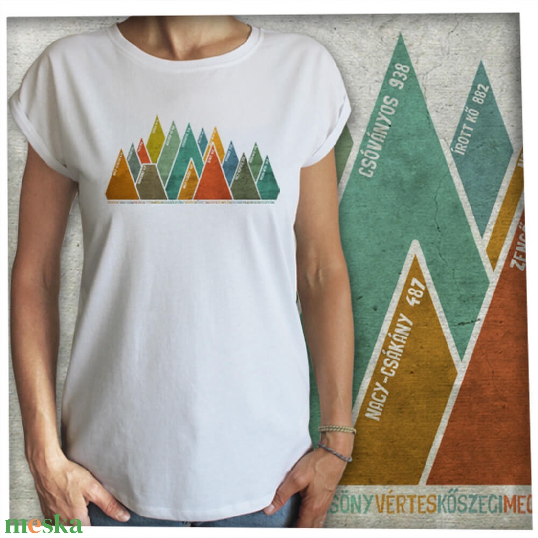 15 hegycsúcs - Magyar hegységek - Lezser női póló - ruha & divat - női ruha - póló, felső - Meska.hu