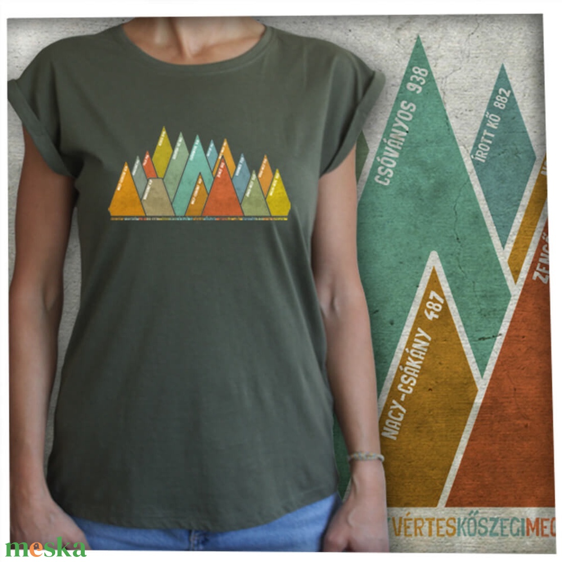 15 hegycsúcs - Magyar hegységek - Lezser női póló - ruha & divat - női ruha - póló, felső - Meska.hu