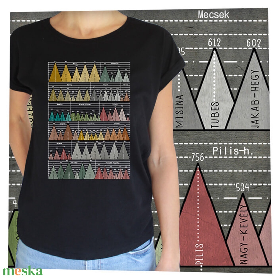 73 hegycsúcs - Magyar hegységek - Lezser női póló - ruha & divat - női ruha - póló, felső - Meska.hu