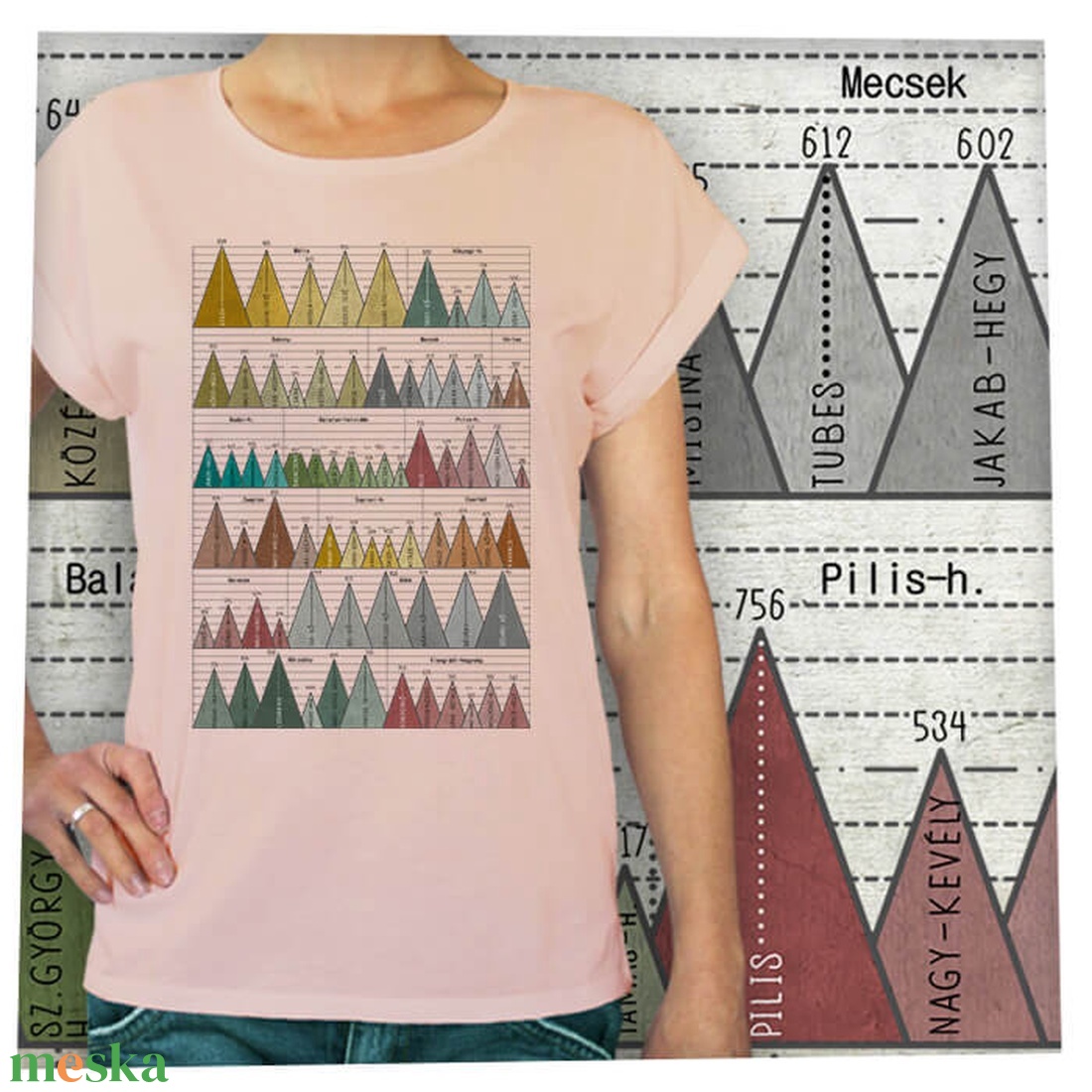 73 hegycsúcs - Magyar hegységek - Lezser női póló - ruha & divat - női ruha - póló, felső - Meska.hu