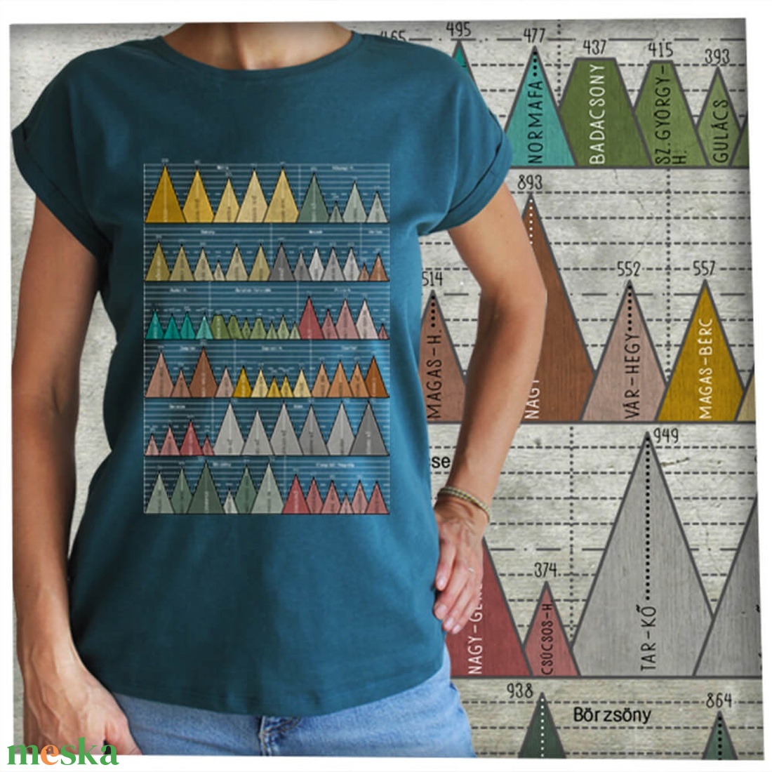 73 hegycsúcs - Magyar hegységek - Lezser női póló - ruha & divat - női ruha - póló, felső - Meska.hu