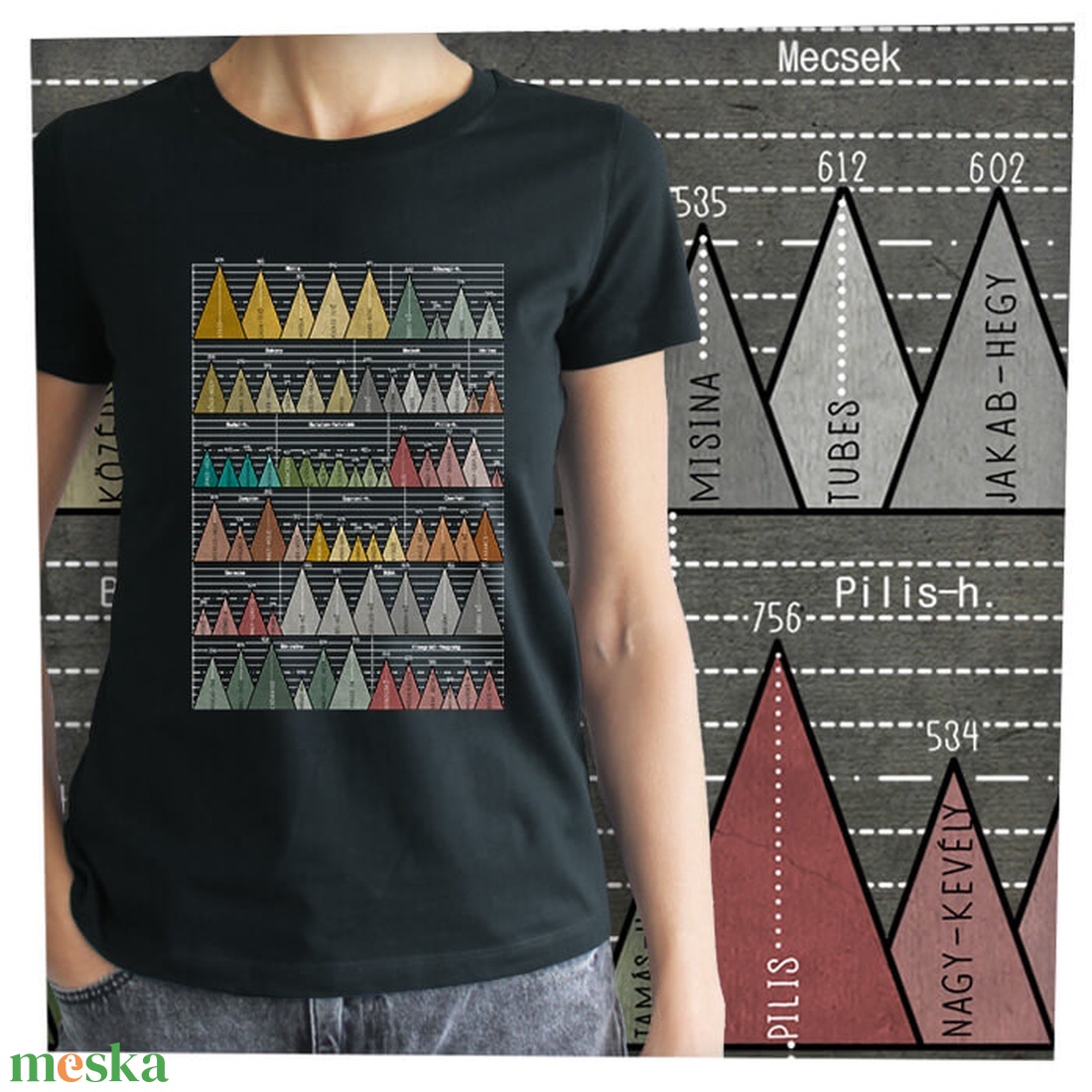 73 hegycsúcs - Magyar hegységek - Prémium bio női póló - ruha & divat - női ruha - póló, felső - Meska.hu