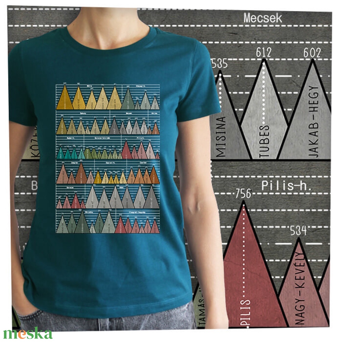 73 hegycsúcs - Magyar hegységek - Prémium bio női póló - ruha & divat - női ruha - póló, felső - Meska.hu