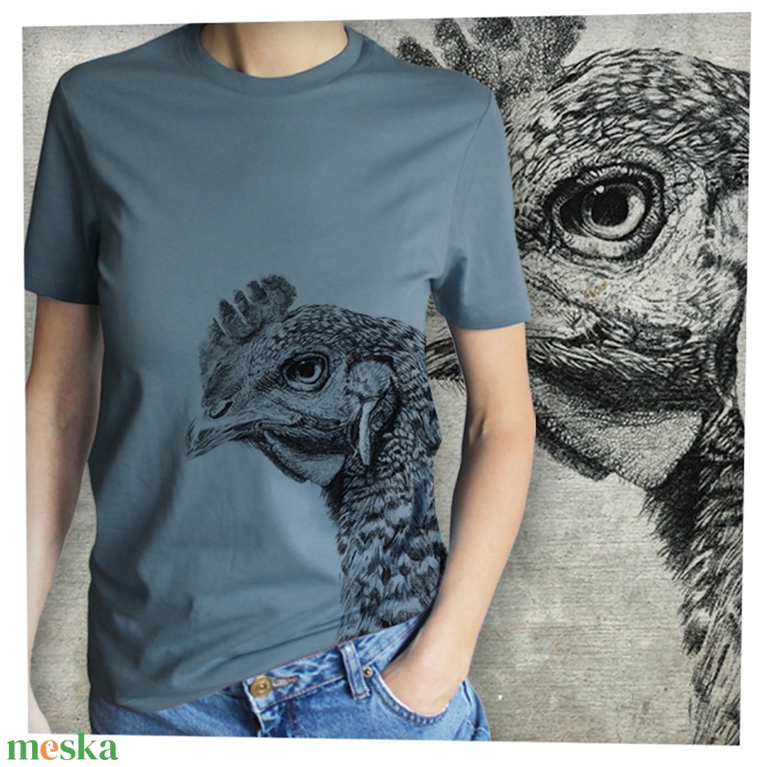 Csirke - Baász - Prémium bio női póló - ruha & divat - női ruha - póló, felső - Meska.hu