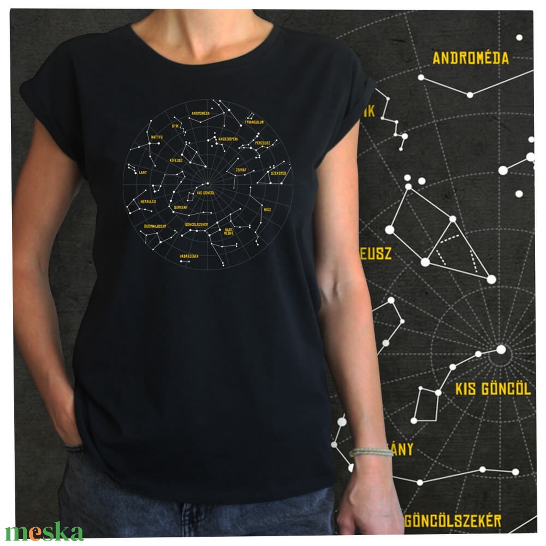Csillagképek - Lezser női póló - ruha & divat - női ruha - póló, felső - Meska.hu