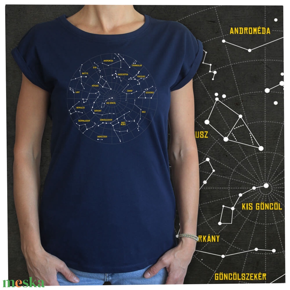 Csillagképek - Lezser női póló - ruha & divat - női ruha - póló, felső - Meska.hu