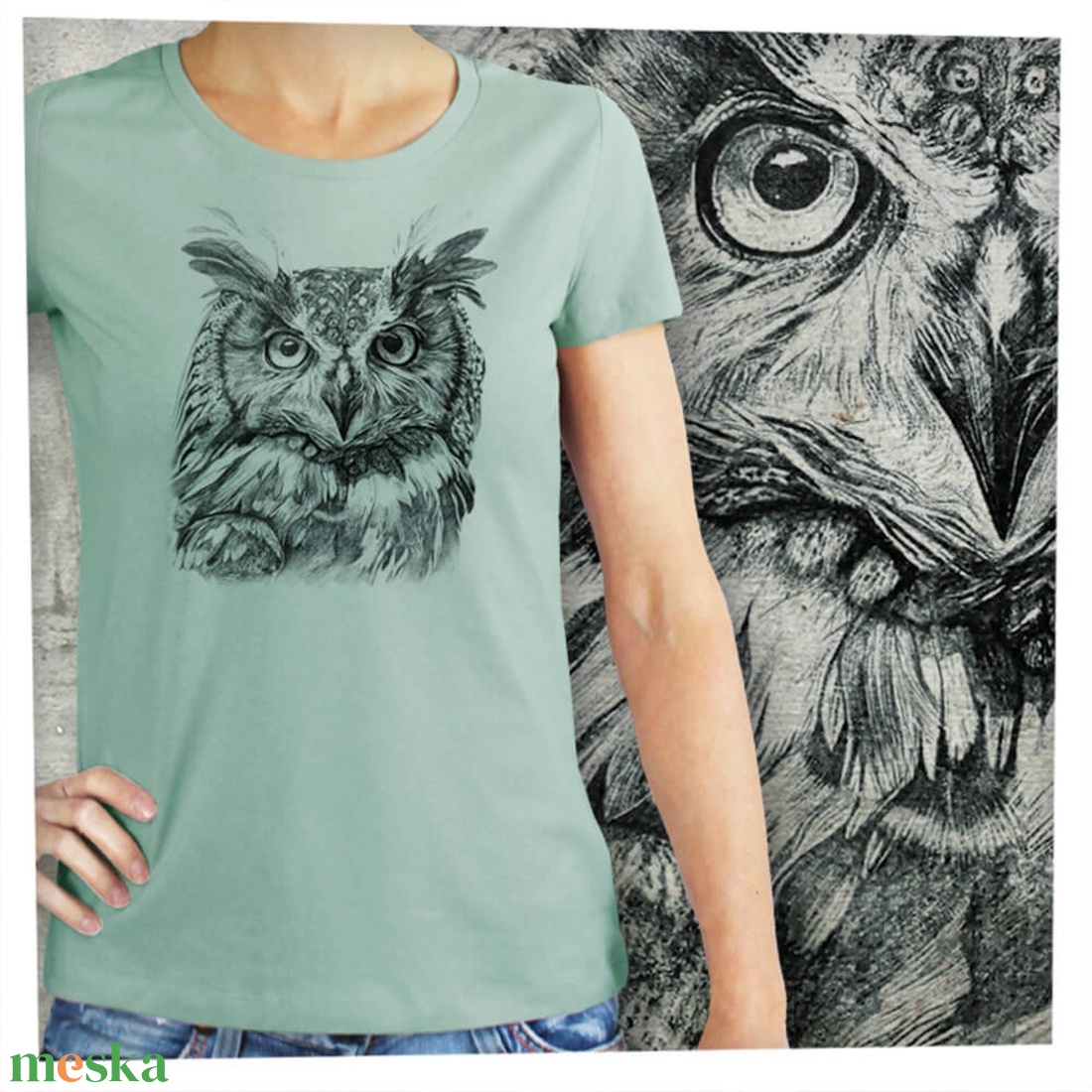 Bagoly - Baász - Prémium bio női póló - ruha & divat - női ruha - póló, felső - Meska.hu