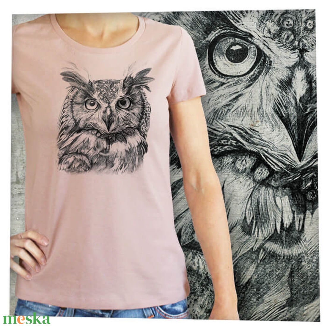 Bagoly - Baász - Prémium bio női póló - ruha & divat - női ruha - póló, felső - Meska.hu