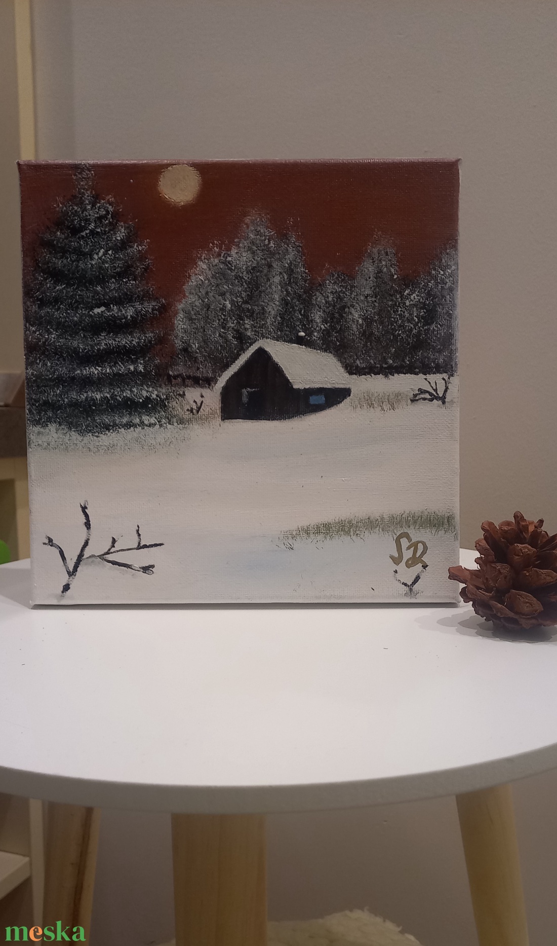 Hegyi házikó - művészet - festmény - akril - Meska.hu