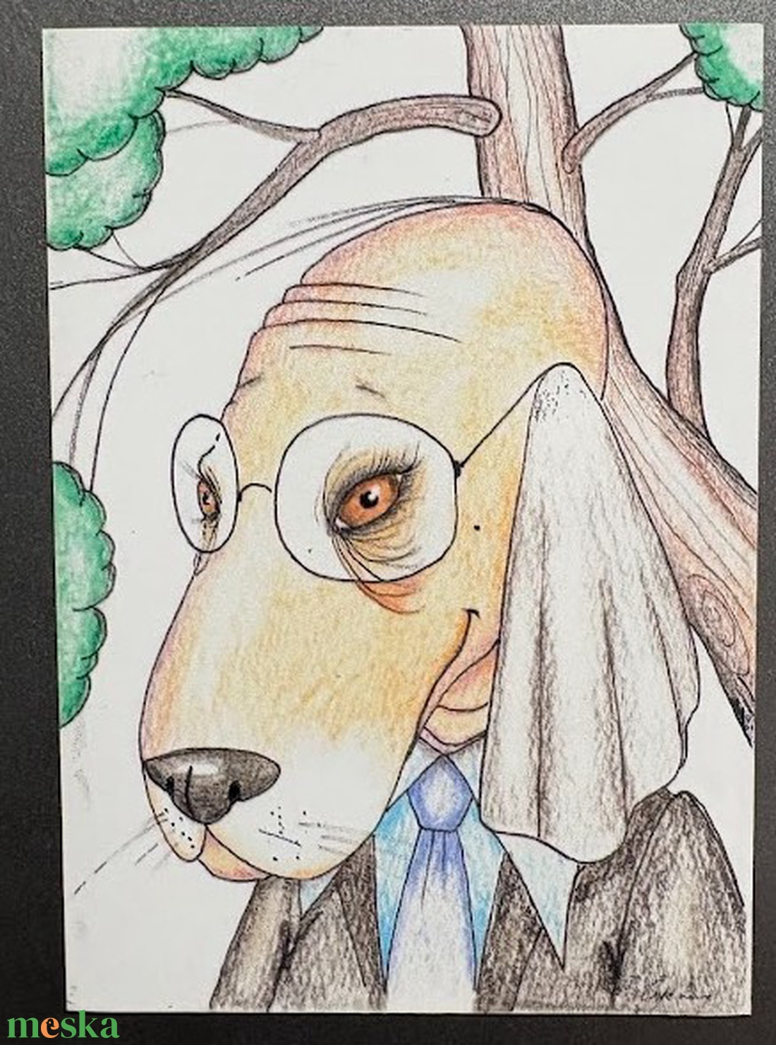 Hűtőmágnes - Kapó Elemér szemüveges kutyus - otthon & életmód - konyhafelszerelés, tálalás - konyhai dekoráció - hűtőmágnes - Meska.hu