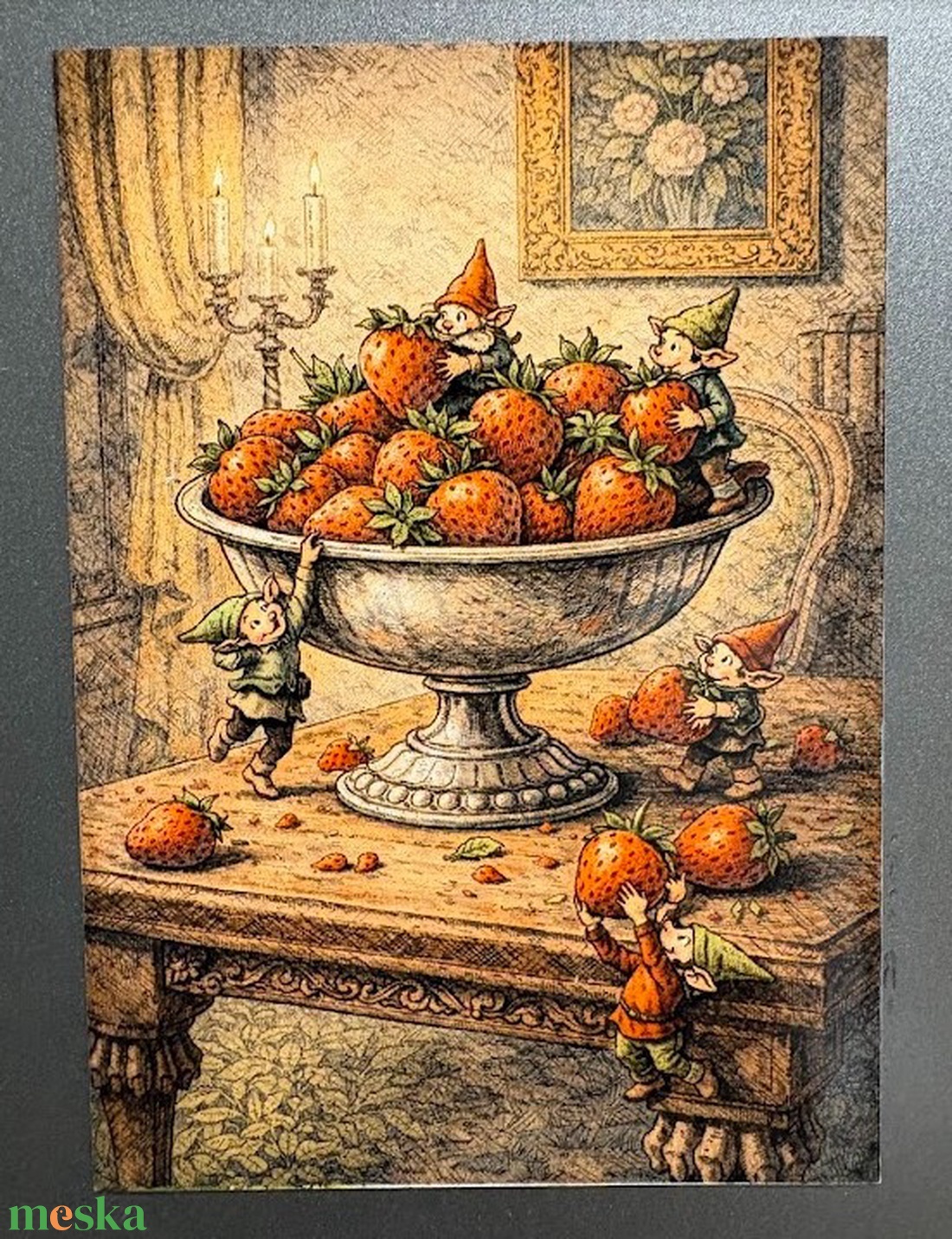 Hűtőmágnes - Eperlopó manók - otthon & életmód - konyhafelszerelés, tálalás - konyhai dekoráció - hűtőmágnes - Meska.hu