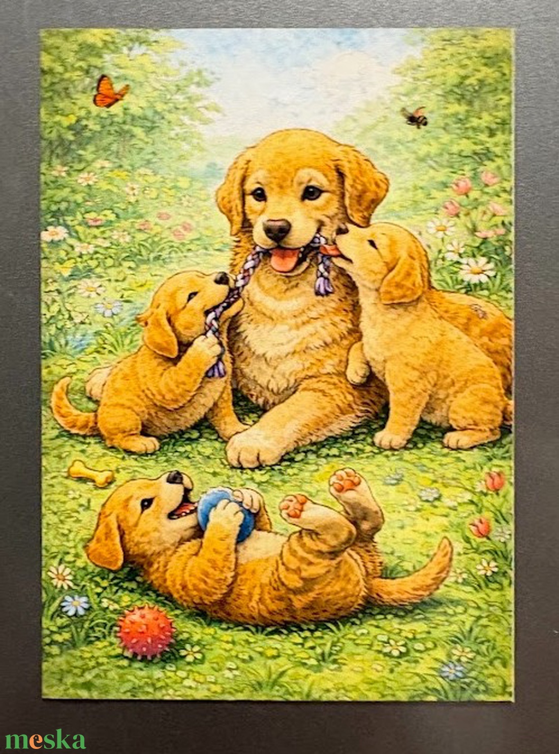 Hűtőmágnes - Kutyamama kiskutyáival - otthon & életmód - konyhafelszerelés, tálalás - konyhai dekoráció - hűtőmágnes - Meska.hu