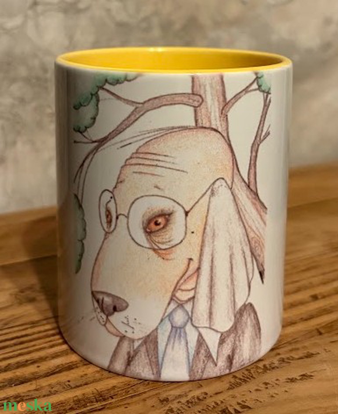 Kapó Elemér szemüveges kutya bögre - otthon & életmód - konyhafelszerelés, tálalás - tálalás - bögre & csésze - Meska.hu