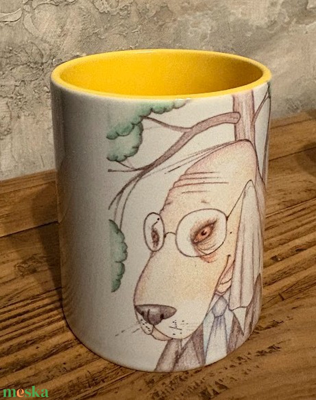 Kapó Elemér szemüveges kutya bögre - otthon & életmód - konyhafelszerelés, tálalás - tálalás - bögre & csésze - Meska.hu