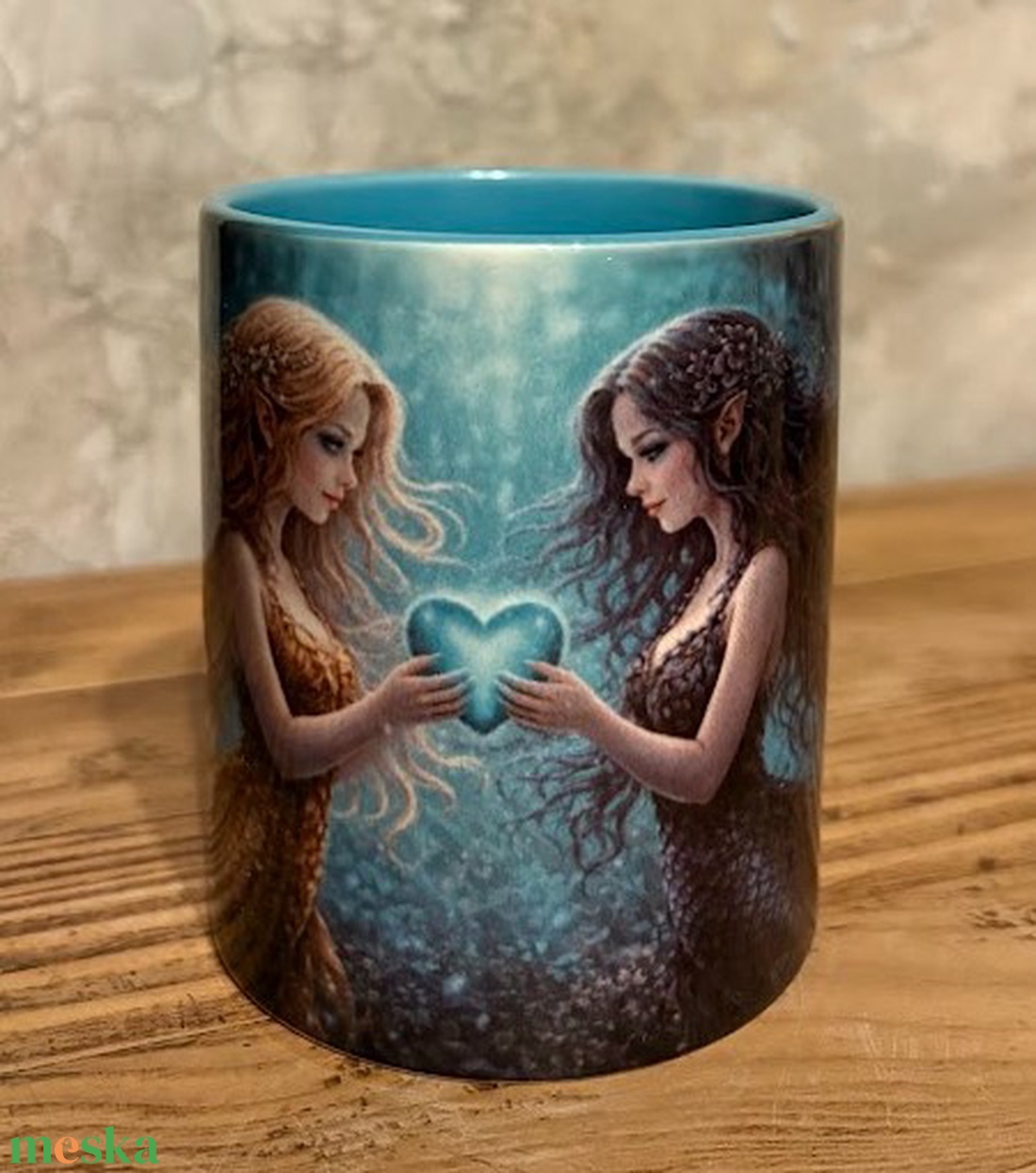 Szerelmes sellő lányok az óceánban bögre - otthon & életmód - konyhafelszerelés, tálalás - tálalás - bögre & csésze - Meska.hu