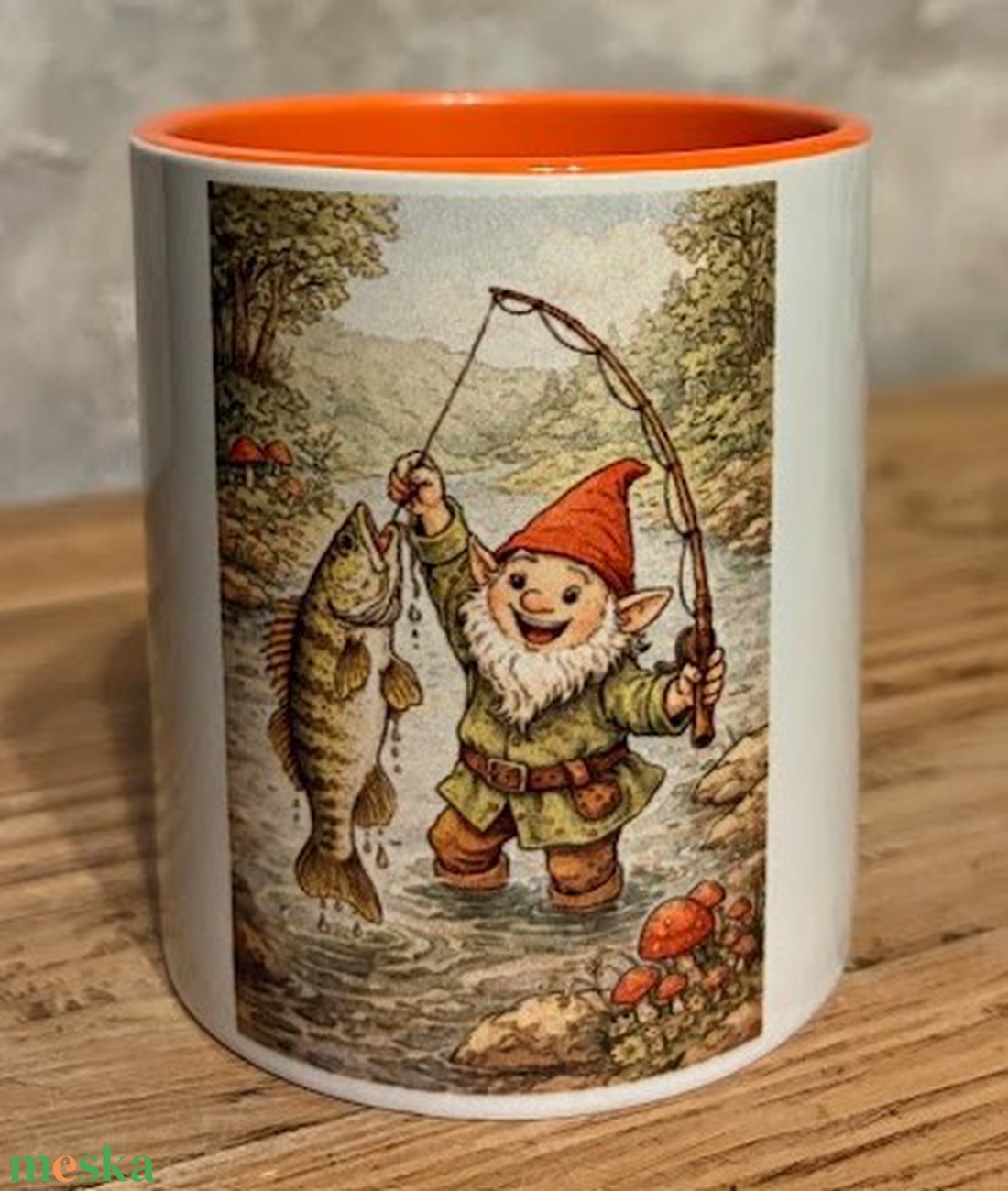 Törpe süllőt fog a patakban - otthon & életmód - konyhafelszerelés, tálalás - tálalás - bögre & csésze - Meska.hu