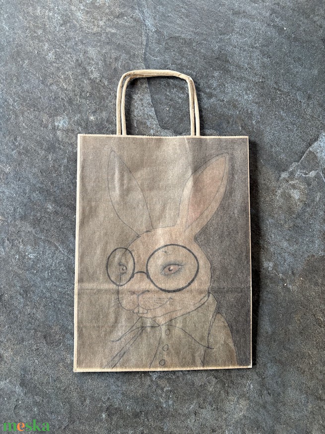 Ajándéktasak - Húsvéti szemüveges nyúl - otthon & életmód - papír, írószer - ajándékozás kellékei - ajándékzsák, csomagolás - Meska.hu