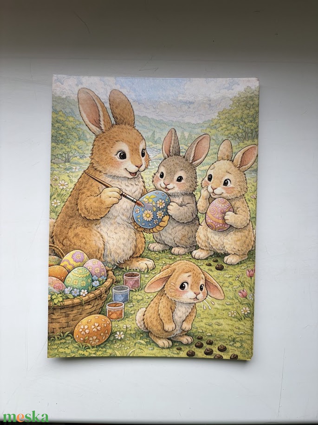 Képeslap - vicces húsvéti nyuszi család - otthon & életmód - papír, írószer - ajándékozás kellékei - képeslap, üdvözlőlap - Meska.hu