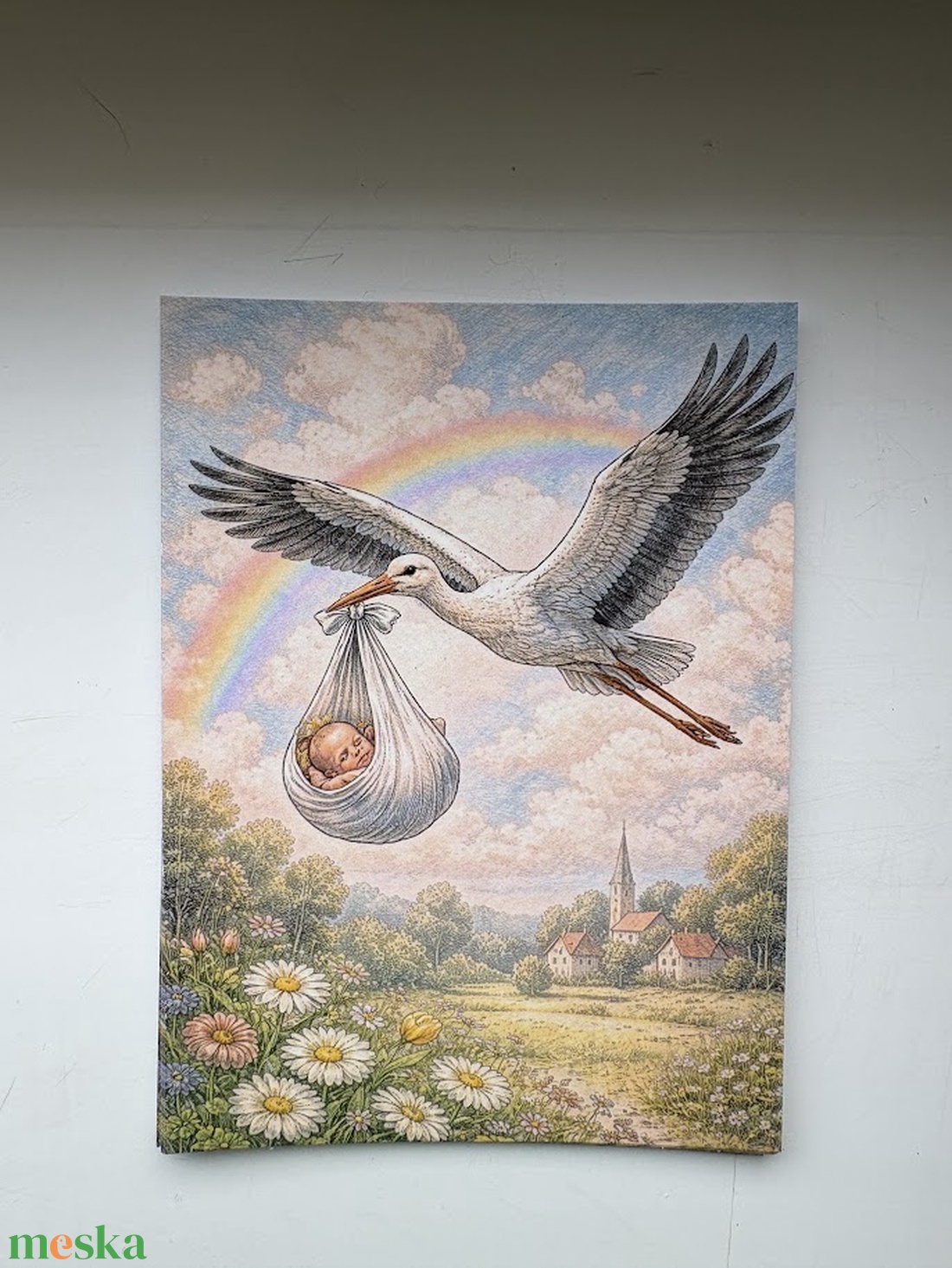 Képeslap - Újszülött érkezése - otthon & életmód - papír, írószer - ajándékozás kellékei - képeslap, üdvözlőlap - Meska.hu