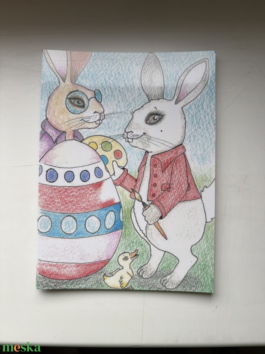 Képeslap - Húsvéti tojásfestés - ünnepi díszek, dekorációk - húsvéti díszek és dekorációk - húsvéti képeslapok - Meska.hu