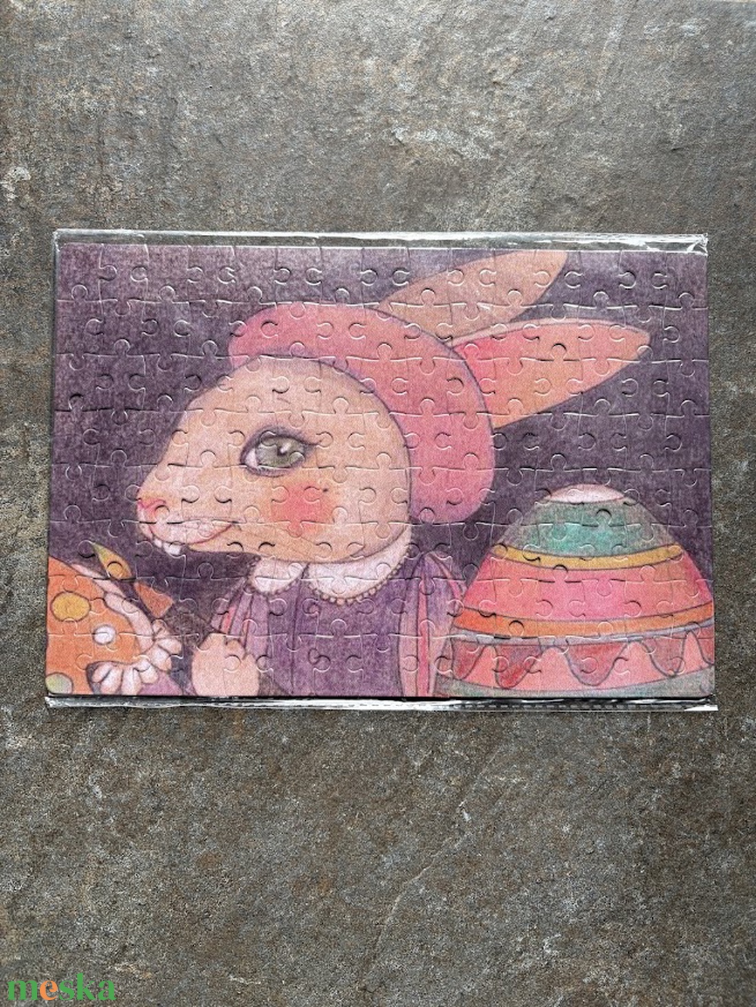 Hűtőmágnes puzzle - Húsvéti nyúl hímes tojással - otthon & életmód - konyhafelszerelés, tálalás - konyhai dekoráció - hűtőmágnes - Meska.hu
