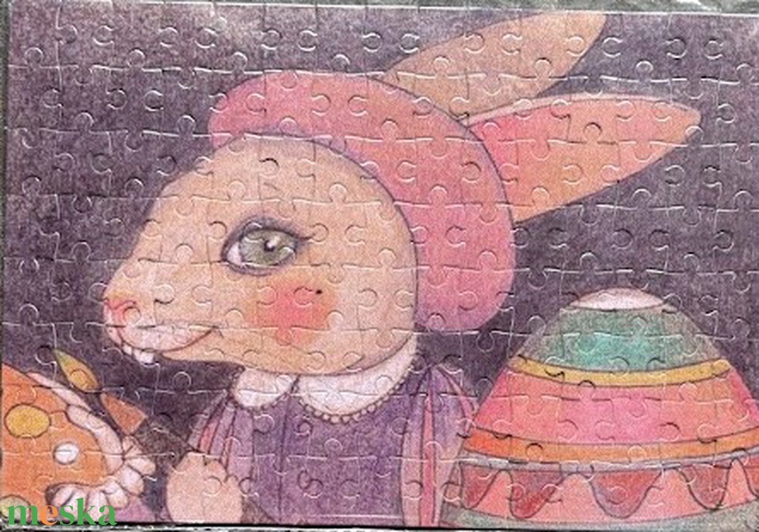 Hűtőmágnes puzzle - Húsvéti nyúl hímes tojással - otthon & életmód - konyhafelszerelés, tálalás - konyhai dekoráció - hűtőmágnes - Meska.hu