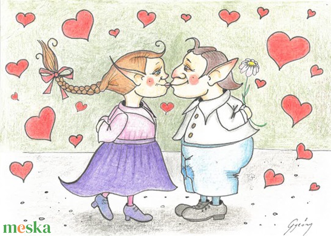 Képeslap - Valentin napi pár - otthon & életmód - papír, írószer - ajándékozás kellékei - képeslap, üdvözlőlap - Meska.hu