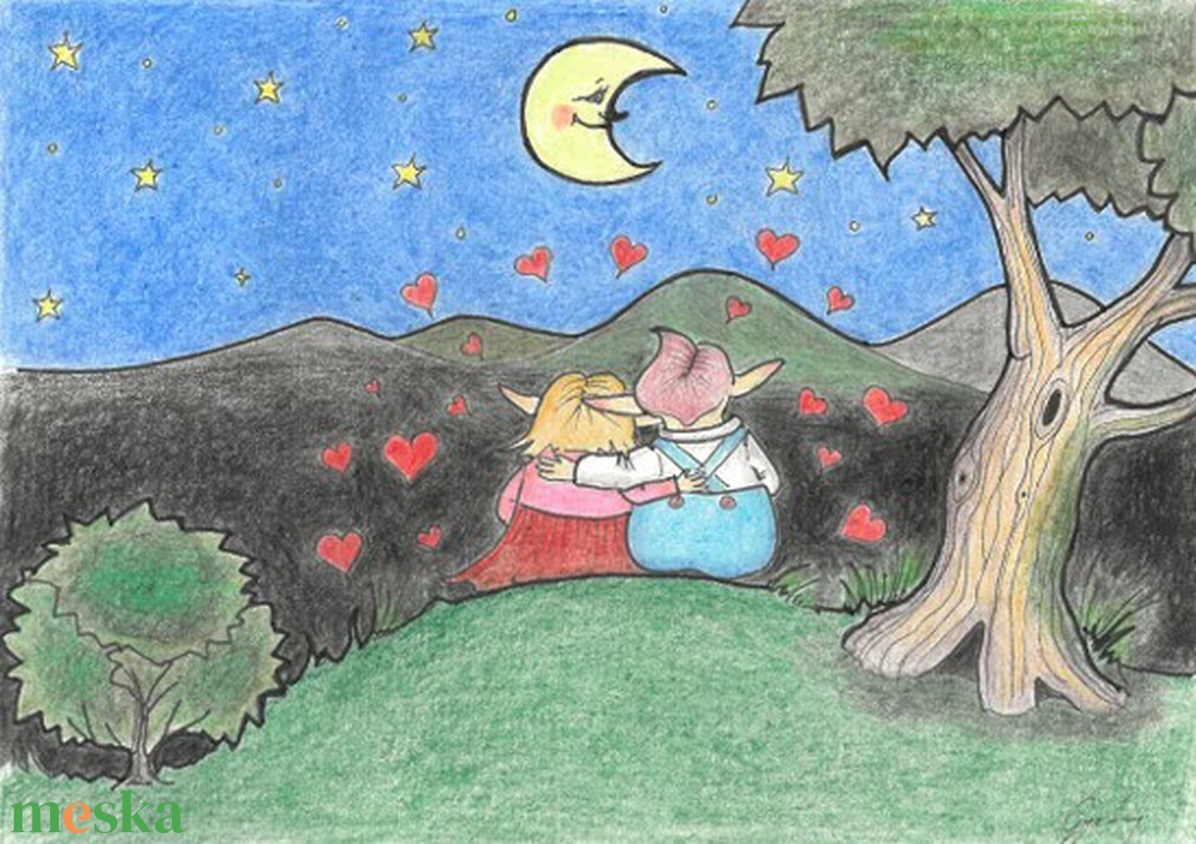 Képeslap - Valentin napi szerelmespár - otthon & életmód - papír, írószer - ajándékozás kellékei - képeslap, üdvözlőlap - Meska.hu