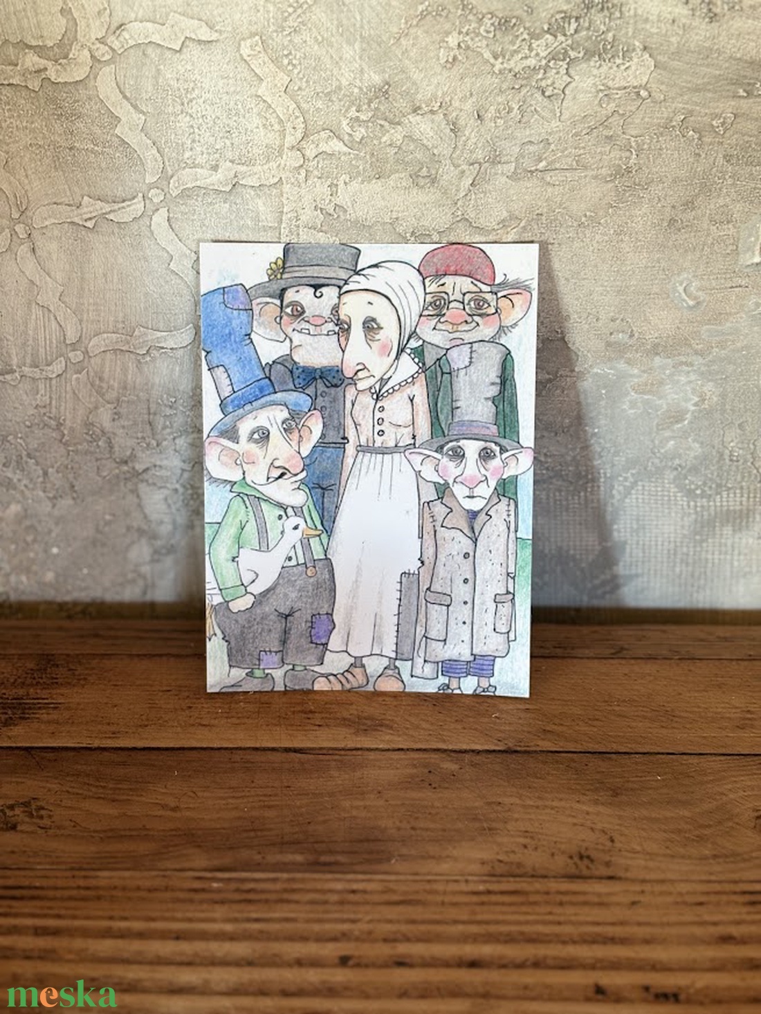 Képeslap - Furcsa társaság - otthon & életmód - papír, írószer - ajándékozás kellékei - képeslap, üdvözlőlap - Meska.hu