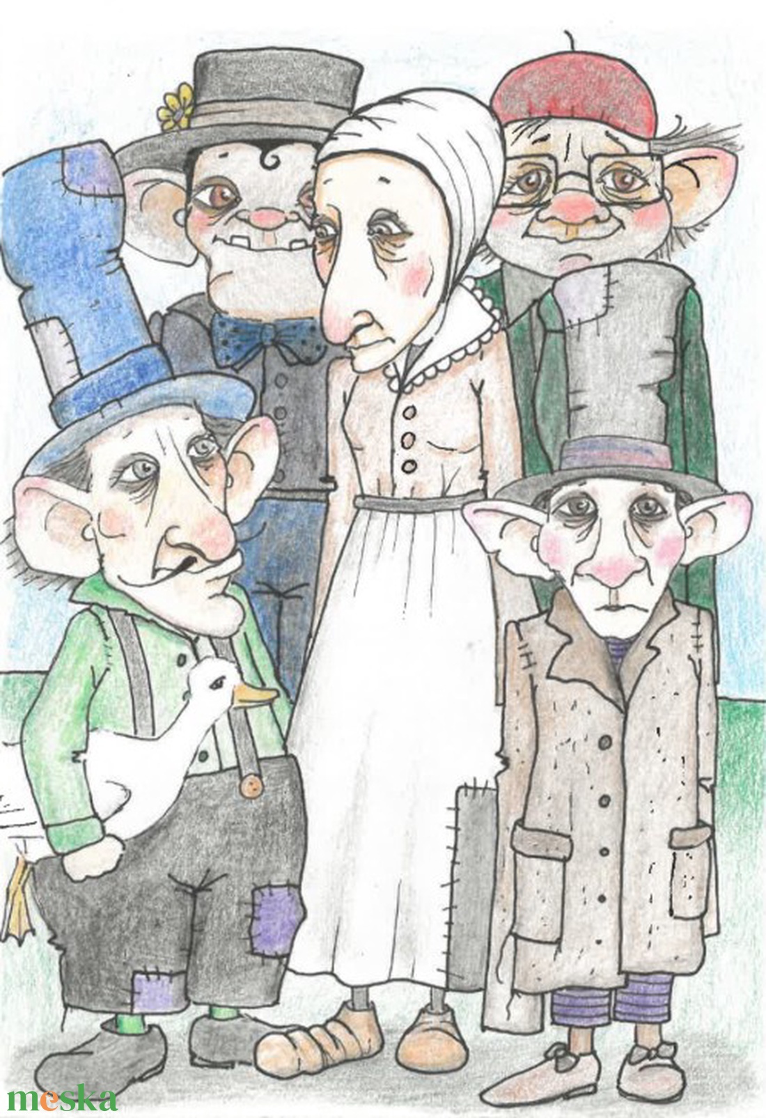 Képeslap - Furcsa társaság - otthon & életmód - papír, írószer - ajándékozás kellékei - képeslap, üdvözlőlap - Meska.hu