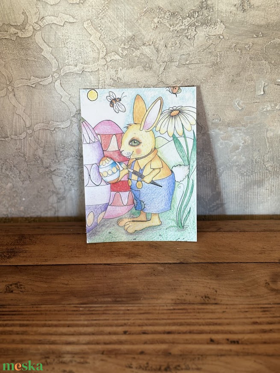 Képeslap - Húsvéti tojásfestés-2 - ünnepi díszek, dekorációk - húsvéti díszek és dekorációk - húsvéti képeslapok - Meska.hu