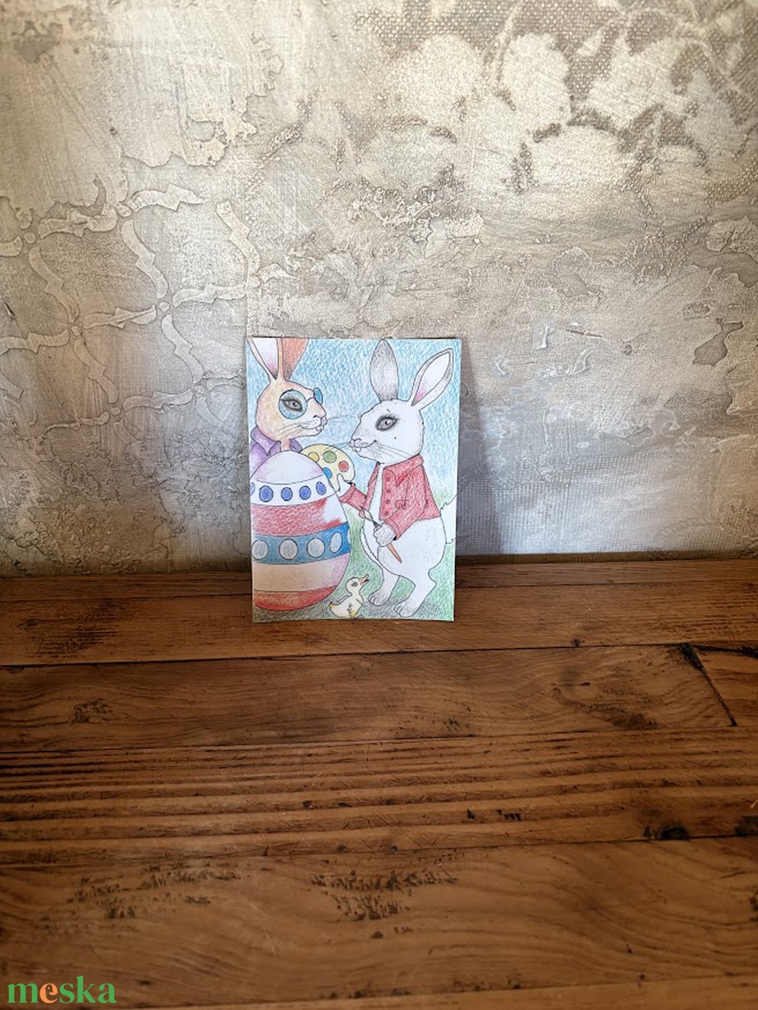 Képeslap - Húsvéti tojásfestés - ünnepi díszek, dekorációk - húsvéti díszek és dekorációk - húsvéti képeslapok - Meska.hu