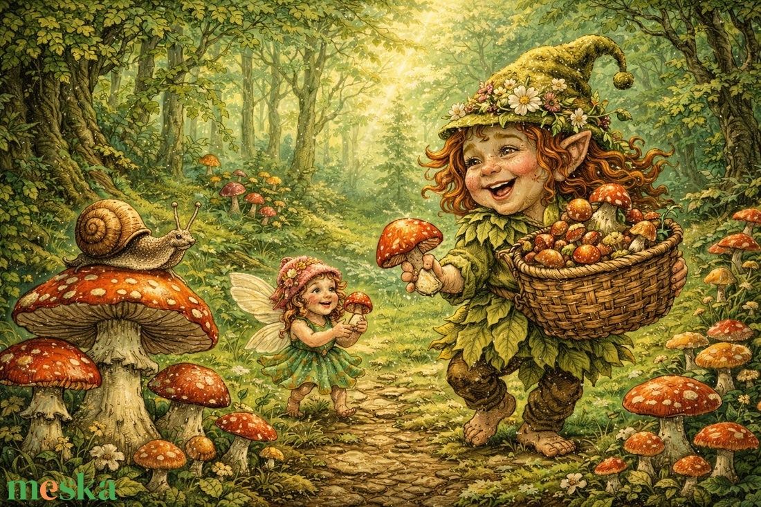 Képeslap - Manólány az erdőben - otthon & életmód - papír, írószer - ajándékozás kellékei - képeslap, üdvözlőlap - Meska.hu