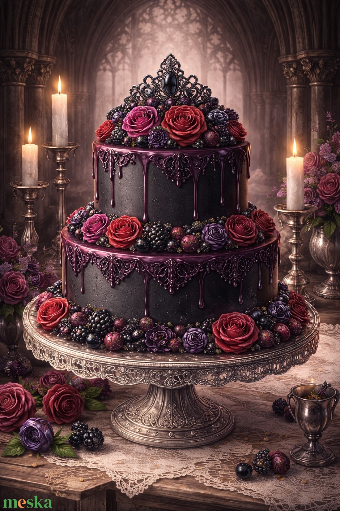 Képeslap - gótikus torta - otthon & életmód - papír, írószer - ajándékozás kellékei - képeslap, üdvözlőlap - Meska.hu