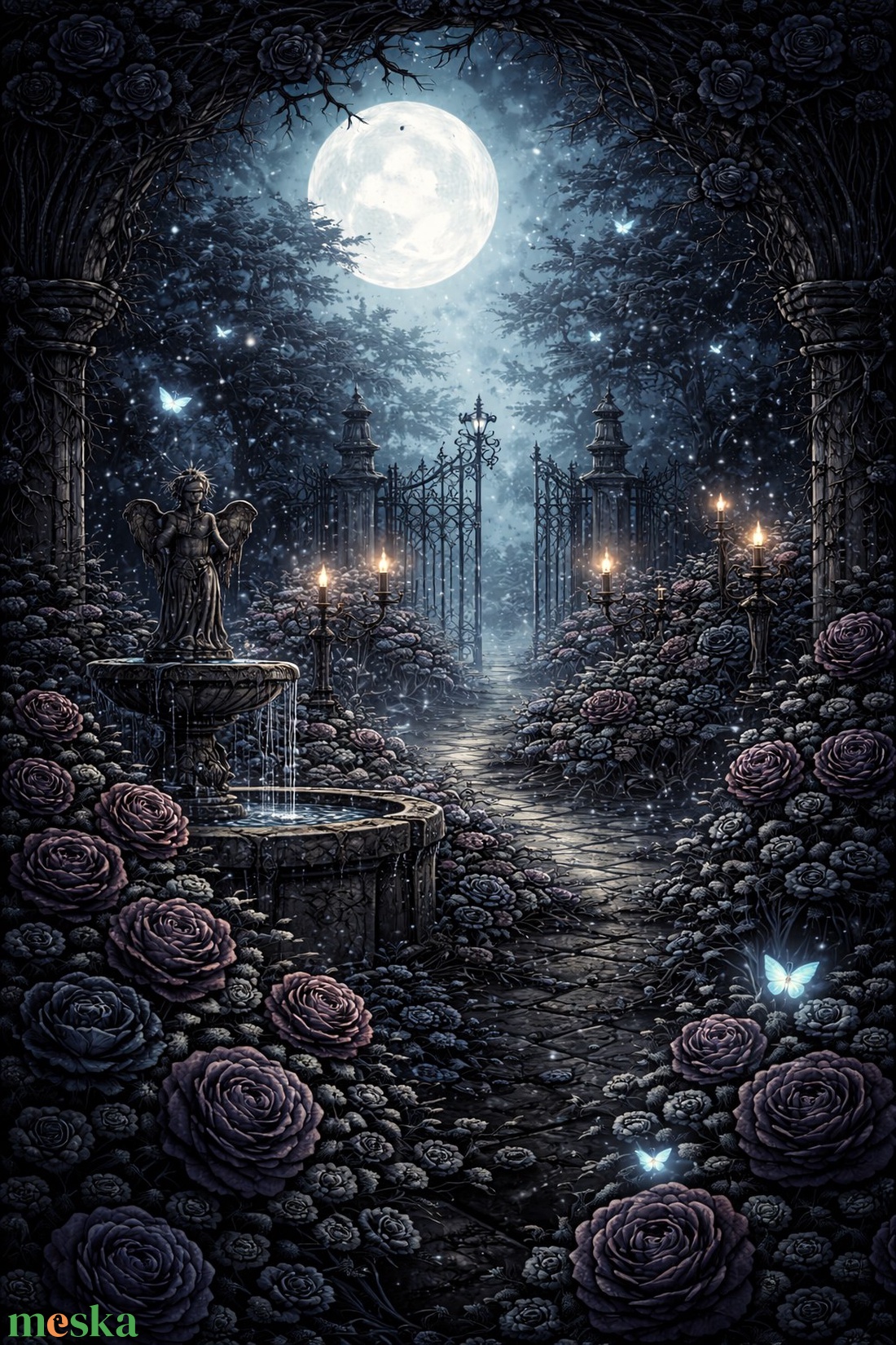 Képeslap - gótikus rózsakert - otthon & életmód - papír, írószer - ajándékozás kellékei - képeslap, üdvözlőlap - Meska.hu