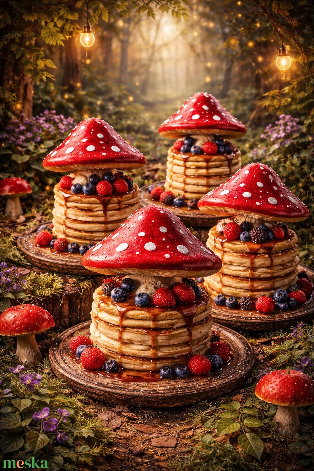 Képeslap - erdei palacsinta gombakalappal - otthon & életmód - papír, írószer - ajándékozás kellékei - képeslap, üdvözlőlap - Meska.hu