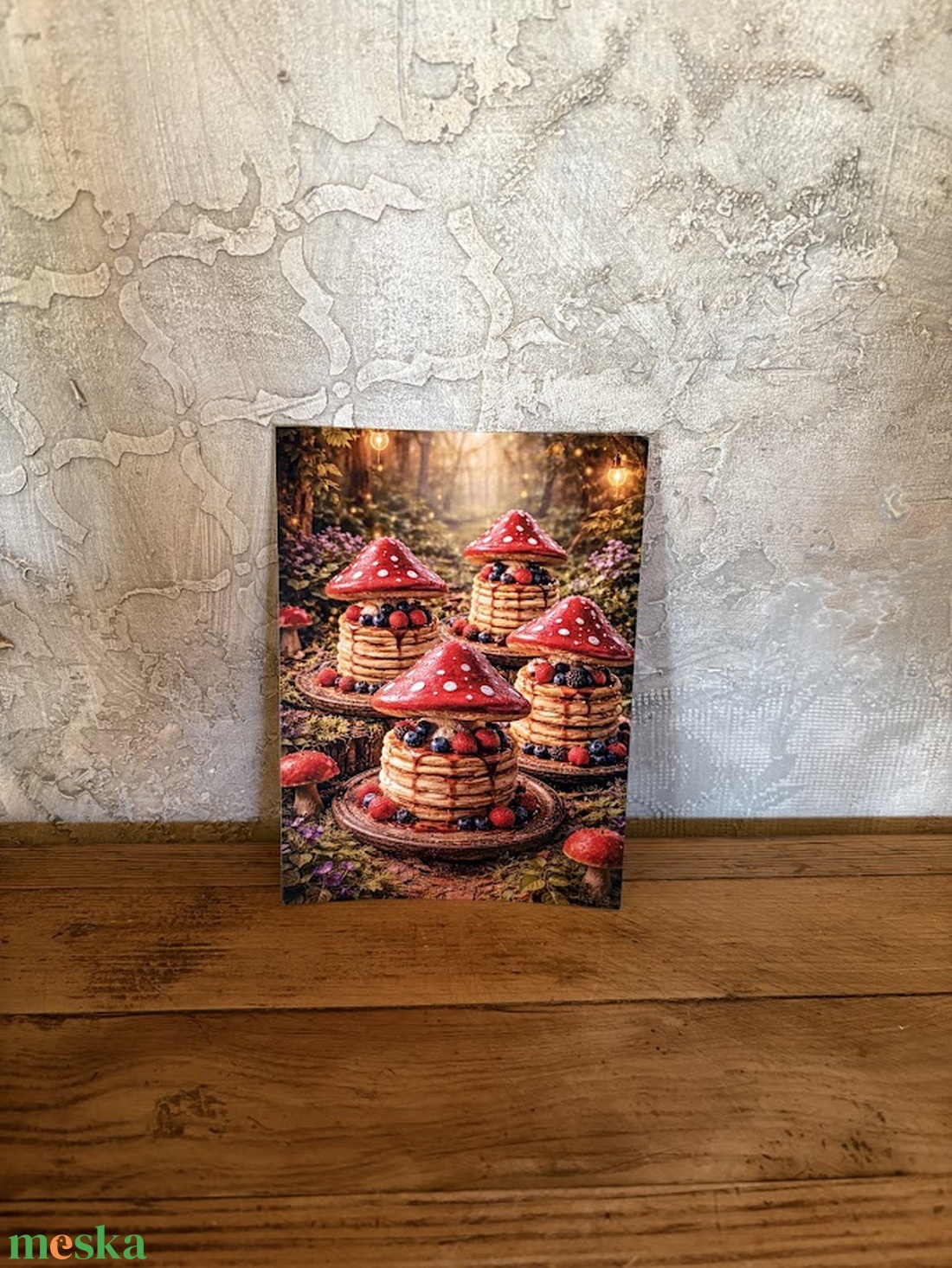 Képeslap - erdei palacsinta gombakalappal - otthon & életmód - papír, írószer - ajándékozás kellékei - képeslap, üdvözlőlap - Meska.hu
