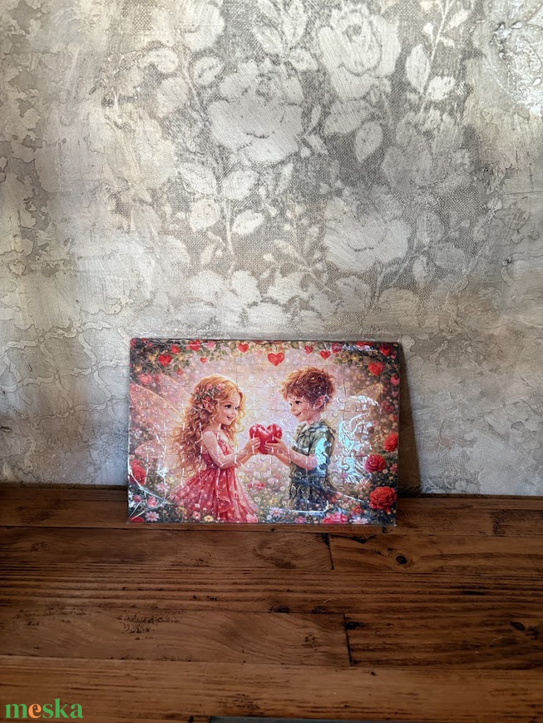 Hűtőmágnes puzzle - Tündér gyerekek Valentin napon - otthon & életmód - konyhafelszerelés, tálalás - konyhai dekoráció - hűtőmágnes - Meska.hu