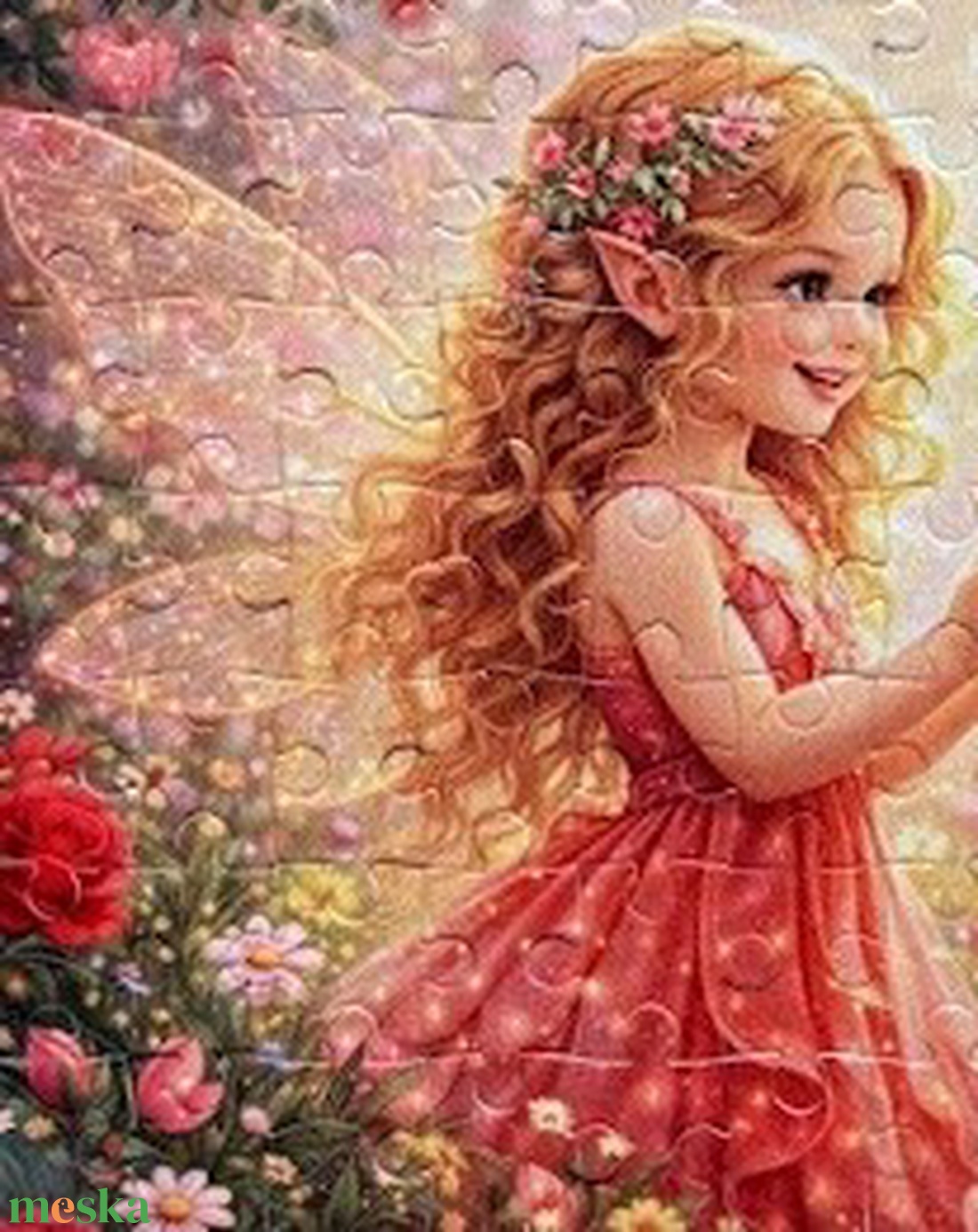 Hűtőmágnes puzzle - Tündér gyerekek Valentin napon - otthon & életmód - konyhafelszerelés, tálalás - konyhai dekoráció - hűtőmágnes - Meska.hu