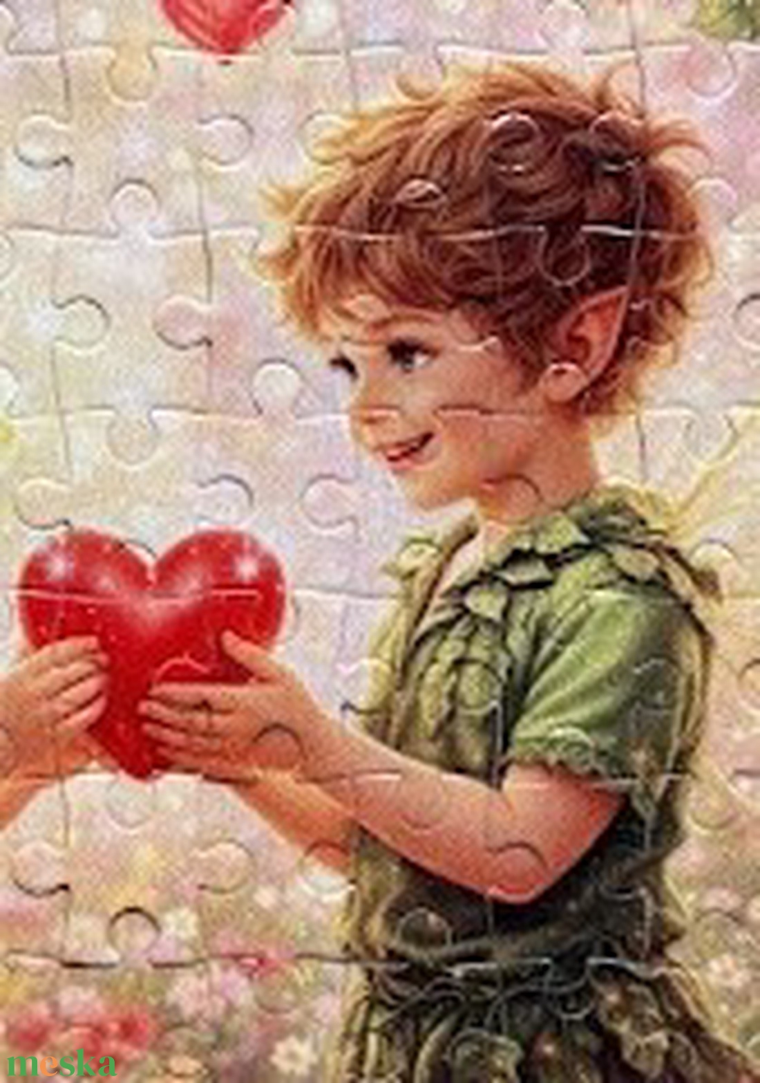 Hűtőmágnes puzzle - Tündér gyerekek Valentin napon - otthon & életmód - konyhafelszerelés, tálalás - konyhai dekoráció - hűtőmágnes - Meska.hu