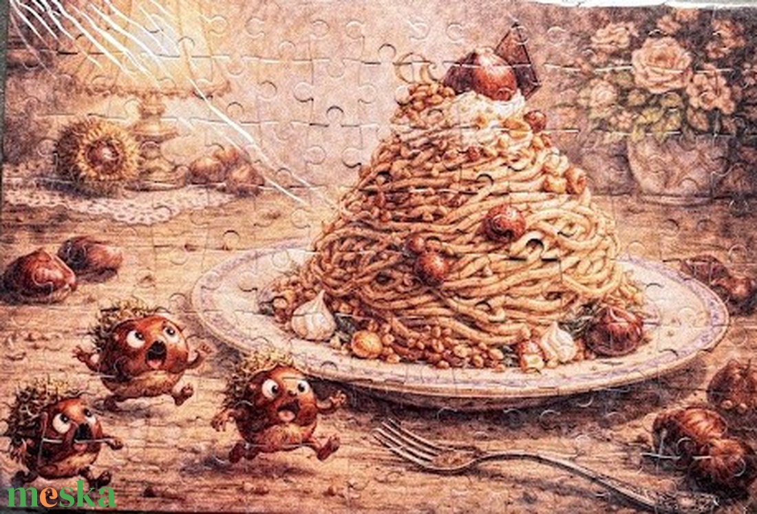 Hűtőmágnes puzzle - Menekülő gesztenyék - otthon & életmód - konyhafelszerelés, tálalás - konyhai dekoráció - hűtőmágnes - Meska.hu